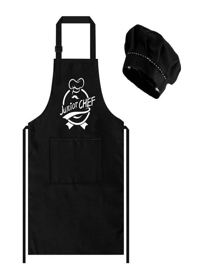 YFDFFSDCY Kids Apron and Chef Hat Set, “Junior CHEF” Adjustable Funny Apron Child Kitchen Apron Cooking Baking Painting with 2 Pockets for Boys and Girls - Image 1